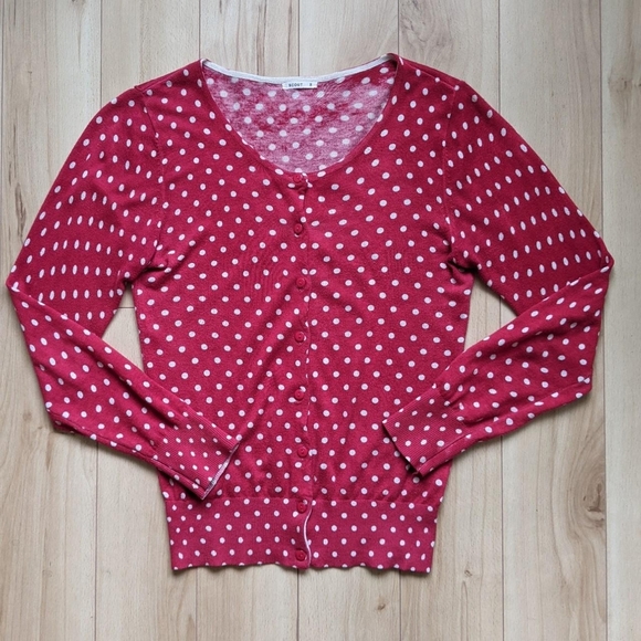 Small red polka-dot button down cardigan - Picture 2 of 4